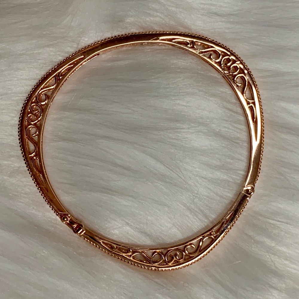 TRIANGULAR ROSE PLATED STERLING SILVER BANGLE NWOT